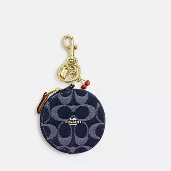Coach Circular Coin Pouch Bag Charm In Signature Denim - NWT - Picture 1 of 1
